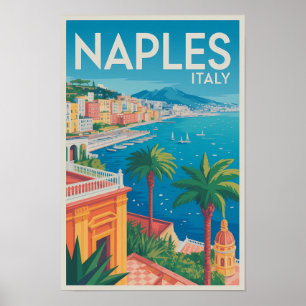 Neapel Italien Illustration Resa Konst Vintage Poster