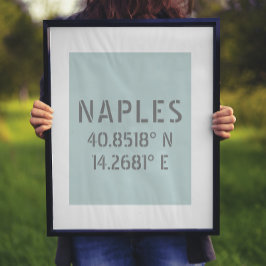 Neapel Italien Latitude- och longitudkoordinater Poster