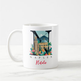 Neapel Italien Monogram Bokstav N Personlig Gåva Kaffemugg