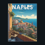 Neapel Italien Resa Konst Vintage Vykort<br><div class="desc">Neapel retro vektor resesign. Neapel är den regionala huvudstaden i Kampanien och Italiens tredje största stad,  efter Rom och Milano.</div>