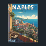 Neapel Italien Resa Konst Vintage Vykort<br><div class="desc">Neapel retro vektor resesign. Neapel är den regionala huvudstaden i Kampanien och Italiens tredje största stad,  efter Rom och Milano.</div>