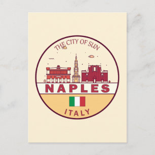 Neapel Italien Stadssiluett Emblem Vykort