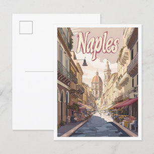 Neapel Italien Vintage resor Illustration Vykort