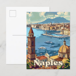 Neapel Italien Vintage Retro Travel Illustration Vykort