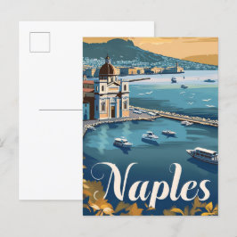 Neapel Italien Vintage Retro Travel Illustration Vykort