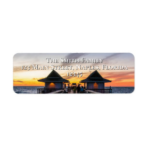 Neapel Pier Florida Ocean Sunset Returadress Etikett