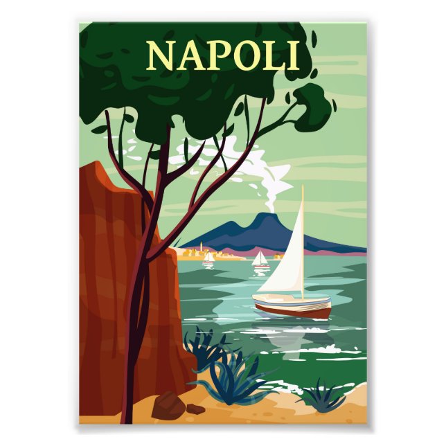 Neapel Retro Travel Poster Italia (Framsidan)