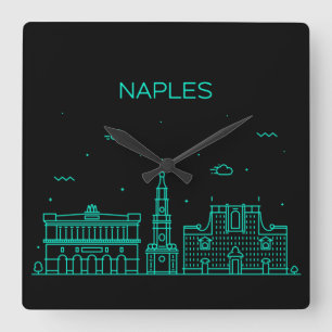 Neapel Skyline Fyrkantig Klocka