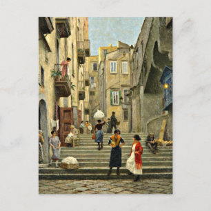 Neapel Street Scene - Paul G. Fischer-målning Vykort