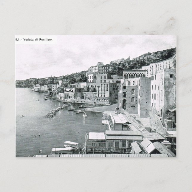 Neapel, Veduta di Posillipo 1908 Vykort (Framsida)
