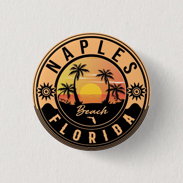 Neaples Florida Beach Retro Sunset Souvenirs Knapp (Framsida)