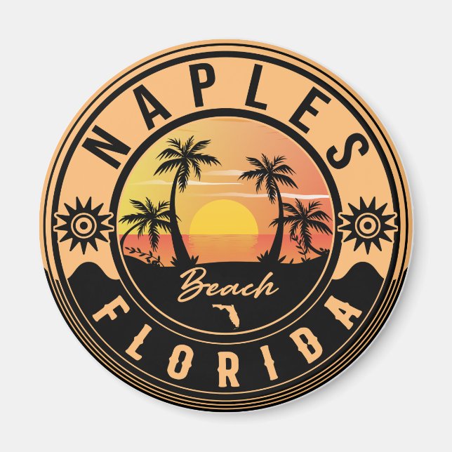 Neaples Florida Beach Retro Sunset Souvenirs Magnet (Framsidan)