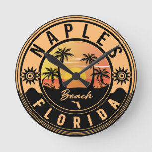 Neaples Florida Beach Retro Sunset Souvenirs Rund Klocka
