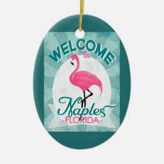 Neaples Florida Rosa Flamingo Retro Julgransprydnad Keramik