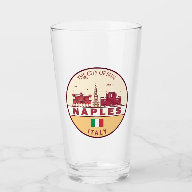 Neaples Italien City Skyline Emblem Glaskopp (Framsida)