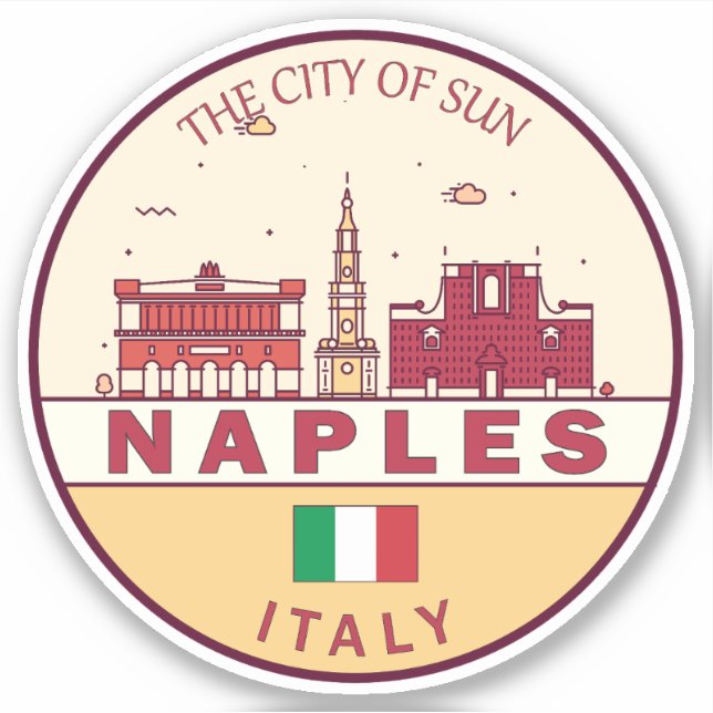 Neaples Italien City Skyline Emblem Klistermärken (Framsida)