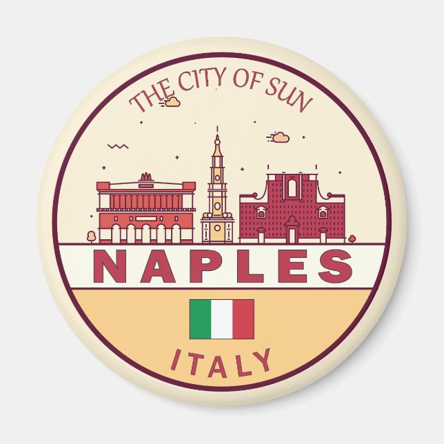 Neaples Italien City Skyline Emblem Magnet (Framsidan)