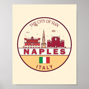 Neaples Italien City Skyline Emblem Poster
