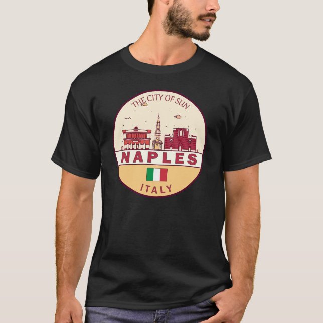 Neaples Italien City Skyline Emblem T Shirt (Framsida)
