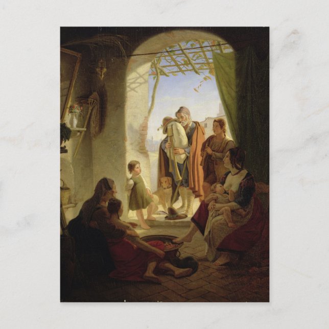 Neapolitan bagpipe player in wintry Rom, 1833 Vykort (Framsida)