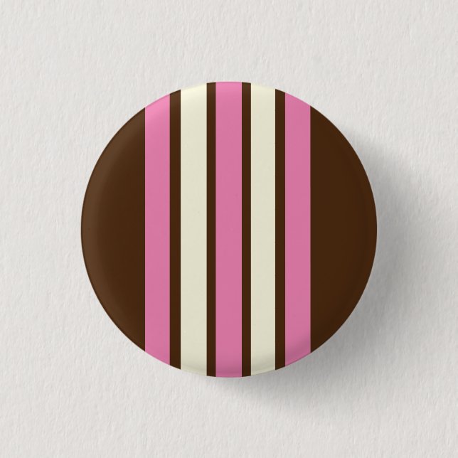 Neapolitan Button (Brown, Rosa & Cream) Knapp (Framsida)