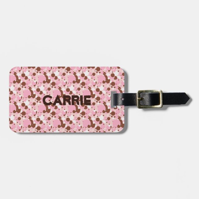 Neapolitan Dots 01-Lt Rosa-LUGGAGE TAG Bagagebricka (Horisontell Framsida)