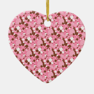 Neapolitan Dots 02 Rosa Mörk-HEART ORNAMENT