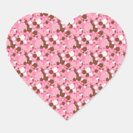Neapolitan Dots 02 Rosa Mörk-HEART STICKERS Hjärtformat Klistermärke