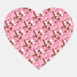 Neapolitan Dots 02 Rosa Mörk-HEART STICKERS Hjärtformat Klistermärke