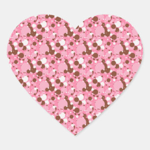 Neapolitan Dots 02 Rosa Mörk-HEART STICKERS Hjärtformat Klistermärke