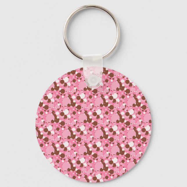 Neapolitan Dots 02 Rosa Mörk-KEYCHAIN Nyckelring (Framsida)