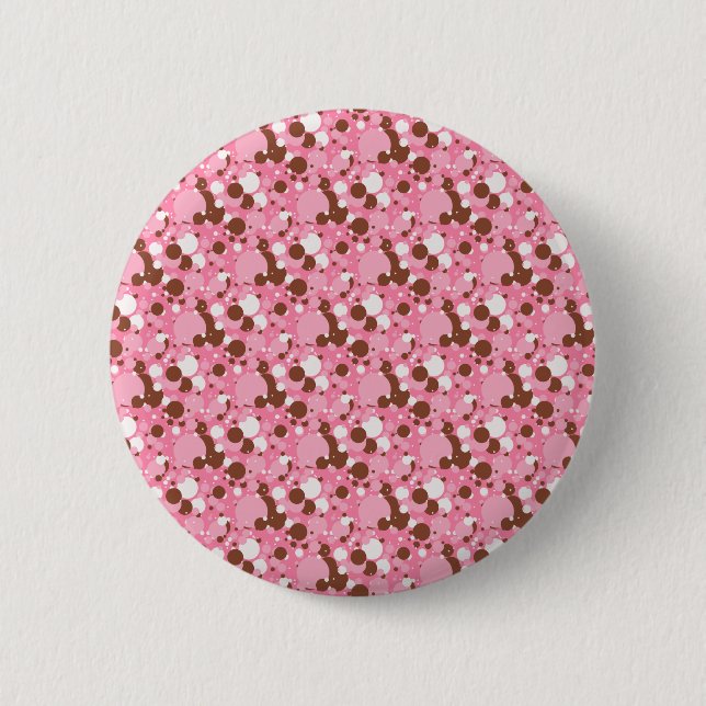 Neapolitan Dots 02 Rosa Mörk-PIN BACKED BUTTON Knapp (Framsida)