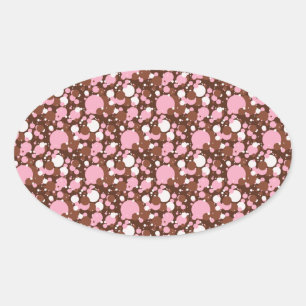 Neapolitan Dots 03 Brown M- OVAL FORMAT STICKARE Ovalt Klistermärke