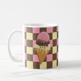 Neapolitan Ice Cream Cone Mugg Checkerboard Mönste