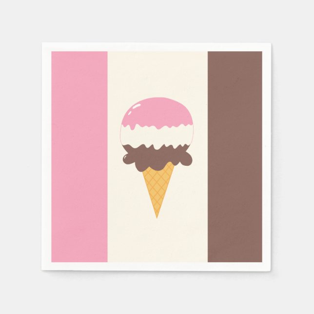 Neapolitan Ice Cream Cone Pappersservett (Framsidan)