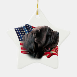 Neapolitan Mastiff Flagga Julgransprydnad Keramik