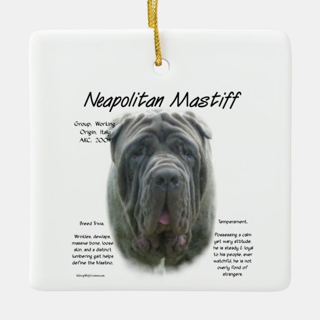Neapolitan Mastiff (grått) historikdesign Julgransprydnad Keramik (Framsida)