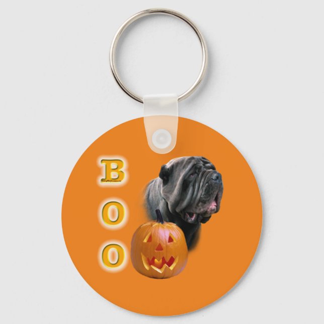 Neapolitan Mastiff Halloween BOO Nyckelring (Framsida)