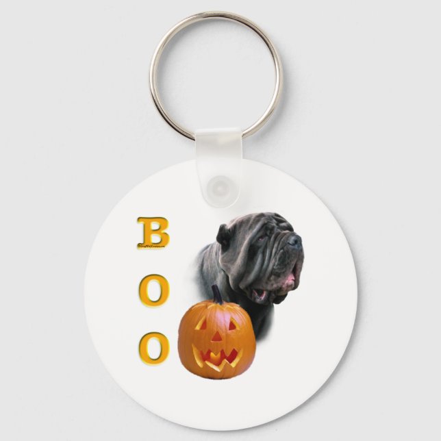 Neapolitan Mastiff Halloween BOO Nyckelring (Framsida)