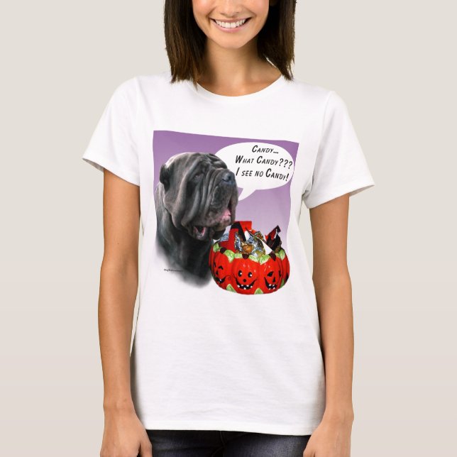 Neapolitan Mastiff Halloween Candy T Shirt (Framsida)