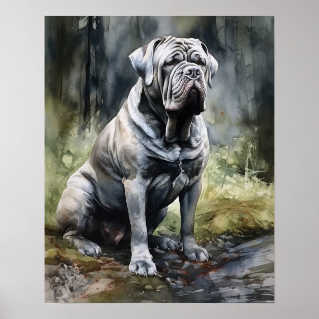 Neapolitan Mastiff Hund Art Print Poster (Framsidan)