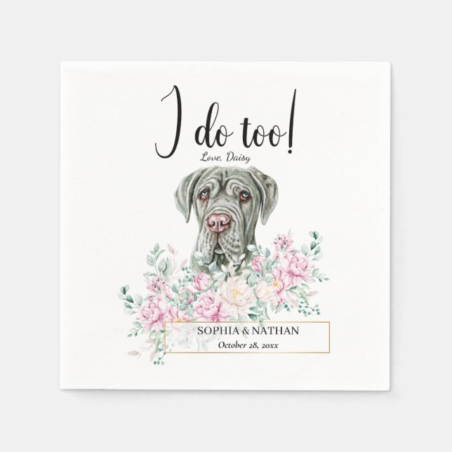Neapolitan Mastiff Hund Bröllop Cocktail Napkins Pappersservett (Framsidan)