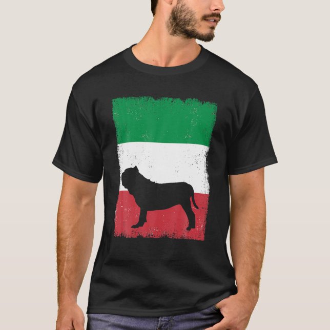 Neapolitan Mastiff Hund Italien Flagga Italienska  T Shirt (Framsida)