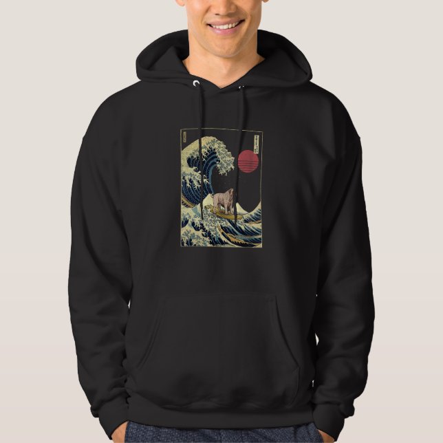 Neapolitan Mastiff Japanese Kanagawa Wave  Surf Do Hoodie (Framsida)