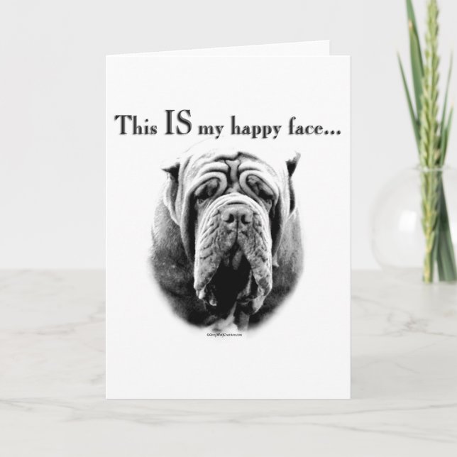 Neapolitan Mastiff Lycklig Ansikte Helgkort (Framsida)
