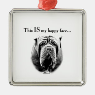 Neapolitan Mastiff Lycklig Ansikte Julgransprydnad Metall