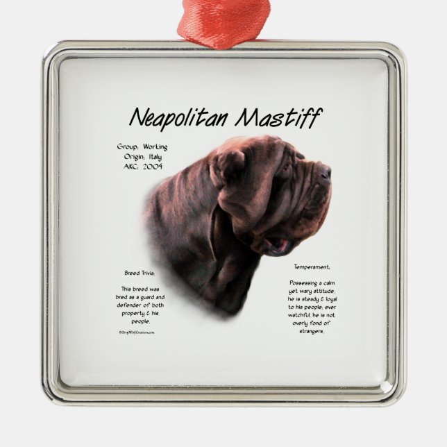 Neapolitan Mastiff (mahogany) historikdesign Julgransprydnad Metall (Framsidan)