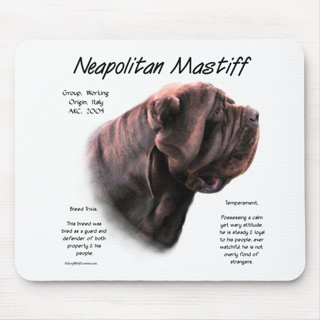 Neapolitan Mastiff (mahogany) historikdesign Musmatta (Framsidan)