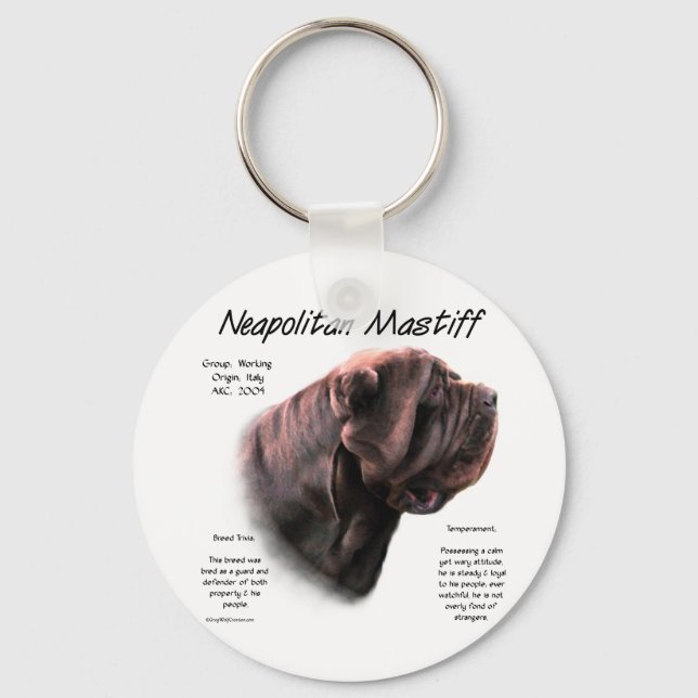 Neapolitan Mastiff (mahogany) historikdesign Nyckelring (Framsida)