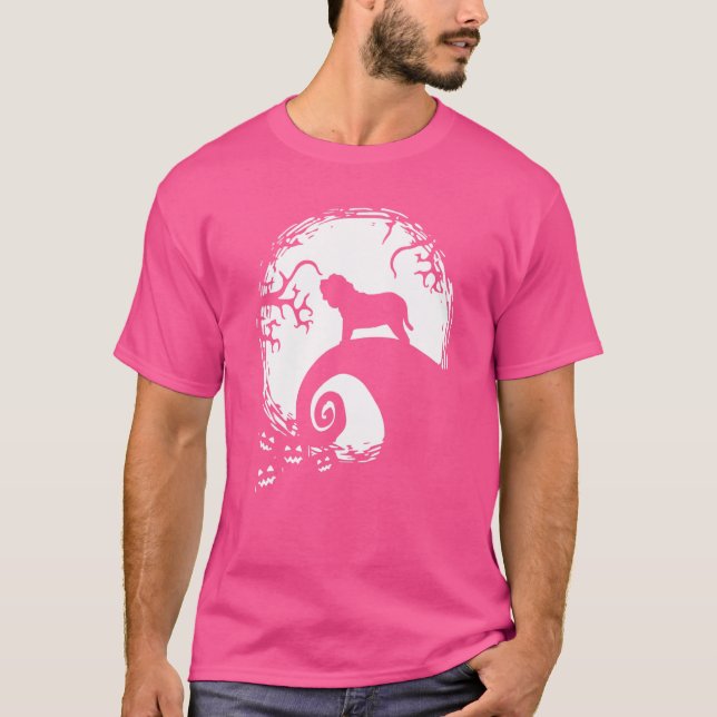Neapolitan Mastiff och Måne Halloween T Shirt (Framsida)